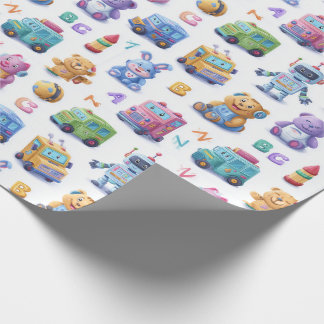 Papier Cadeau Mascottes de codage fantaisistes Robots mignons en