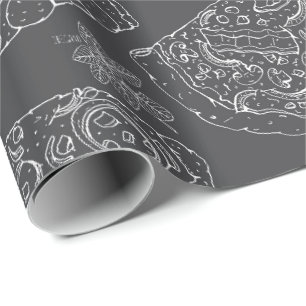 Papier Cadeau Masculine Grey Pizza Lover Chef italien Anniversai