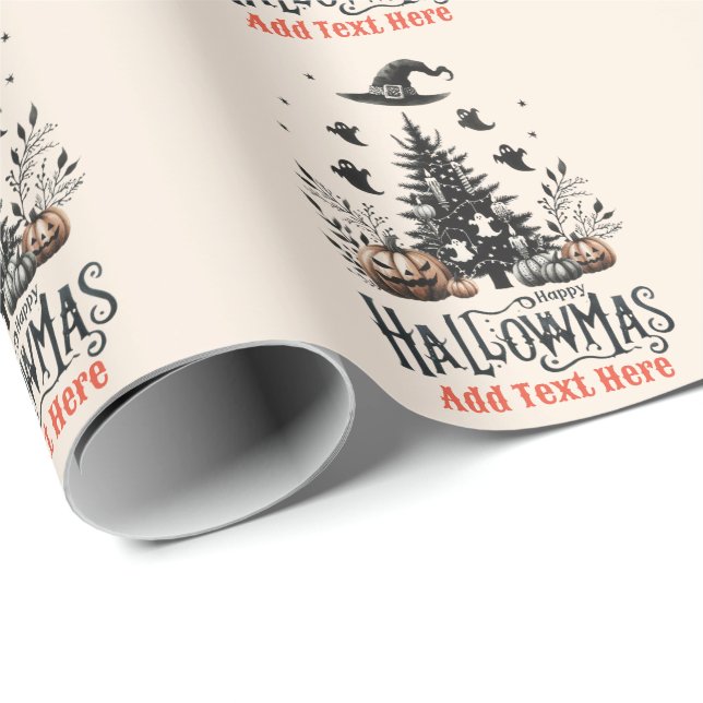 Papier Cadeau Mashup de Noël d'Halloween (Coin rond)