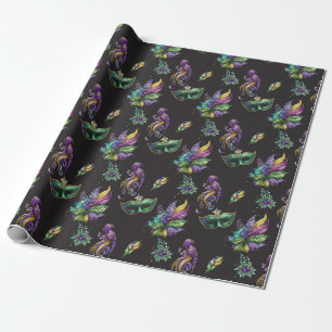 Papier Cadeau Masque Green Mardi Gras