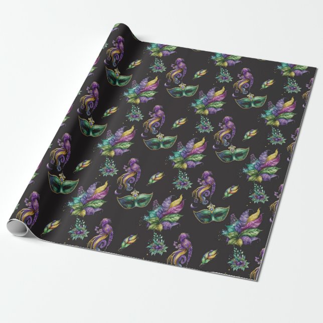 Papier Cadeau Masque Green Mardi Gras (Déroulé)