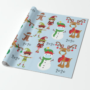 Papier Cadeau Masque Visage de Noël 2020 de Quarnatine