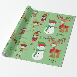 Papier Cadeau Masque Visage de Noël 2020 de Quarnatine