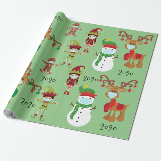 Papier Cadeau Masque Visage de Noël 2020 de Quarnatine (Déroulé)