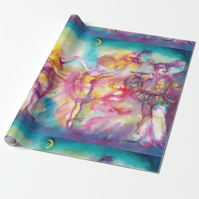Papier Cadeau MASQUERADE, Mardi Gras Masques, Danse, Musique (Déroulé)