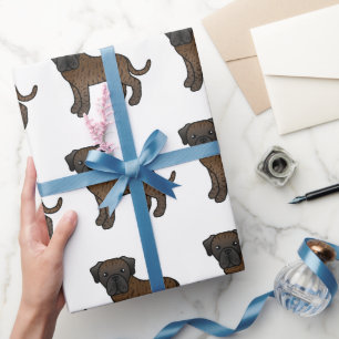 Papier Cadeau Mastiff Anglais Bringé Motif Chien De Dessin Animé