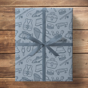 Papier Cadeau Matériel de pêche pour enfants pêcheur à la pêche 