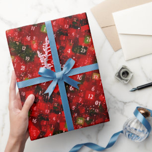 Papier Cadeau Math Abstrait Noël Rouge Vert
