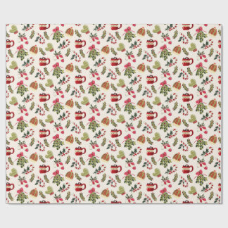 Papier Cadeau Matin de Noël avec cacao et Marshmallows