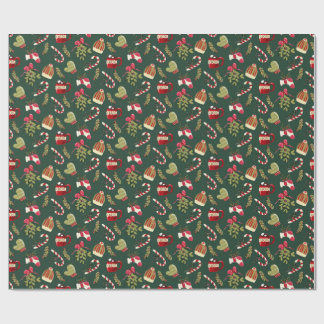 Papier Cadeau Matin de Noël avec cacao et Marshmallows