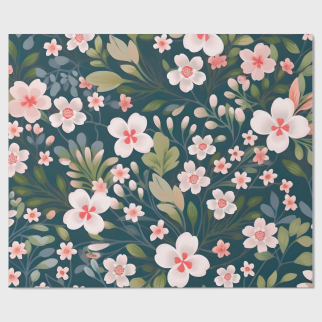 Papier Cadeau Matte Floral Wrapping Paper – Elegant Flower  (Plat)