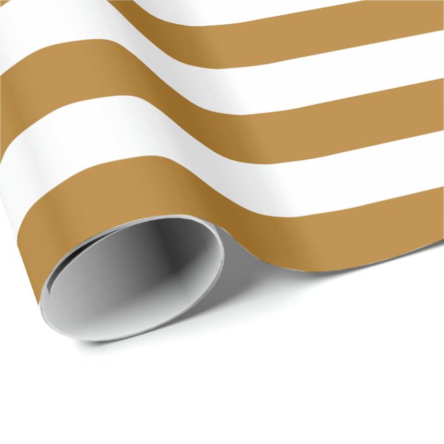 Papier Cadeau Matte Gold et White Stripe (Coin rond)