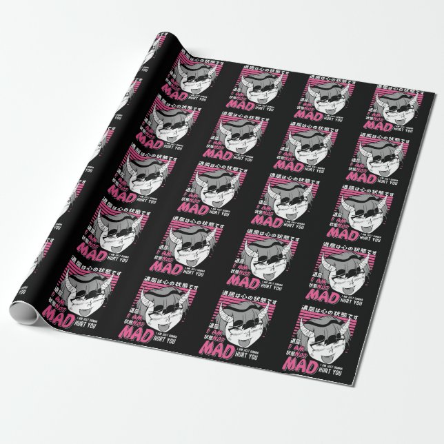 Papier Cadeau Mauvais Anime Girl Otaku Angry Manga Devil (Déroulé)