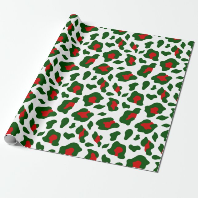 Papier Cadeau mauvais empreinte de léopard de noël (Déroulé)