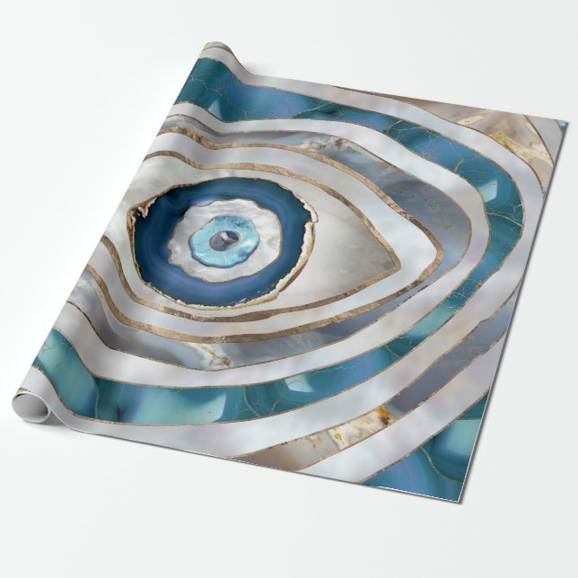 Papier Cadeau Mauvais oeil Textiles et or (Déroulé)