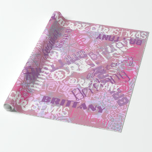 Papier Cadeau Mauve Purple Rose Nom Motif Toute Occasion