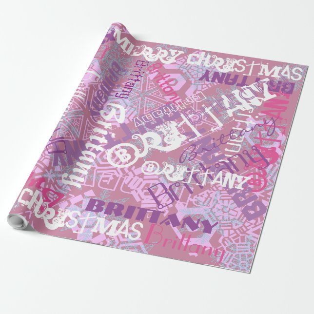 Papier Cadeau Mauve Purple Rose Nom Motif Toute Occasion (Déroulé)