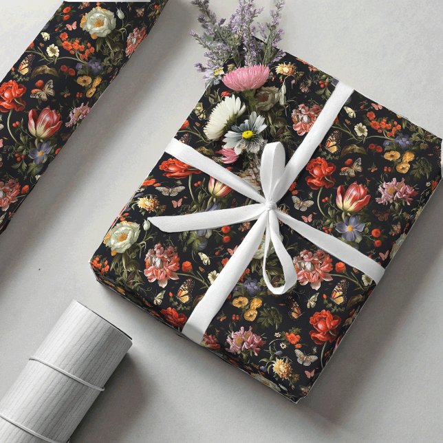 Papier Cadeau Maximaliste Baroque Floral (Créateur téléchargé)