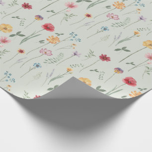 Papier Cadeau Meadow Fleur sauvage Motif Cottagecore Boho Sage