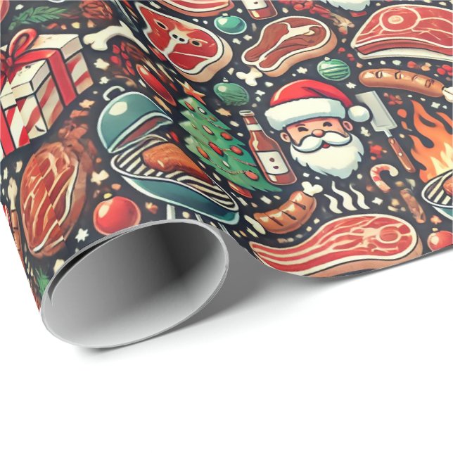 Papier Cadeau Meat Lovers' Christmas Wrapping Paper (Coin rond)