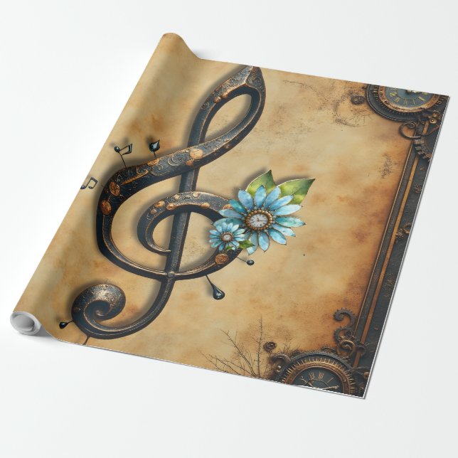 Papier Cadeau Mechanical  clef  (Déroulé)