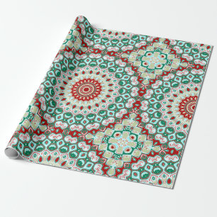 Papier Cadeau Médaille Mandala Kaleidoscope de Noël