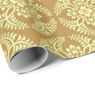 Papier Cadeau Médaillon japonais Motif, Jaune de moutarde