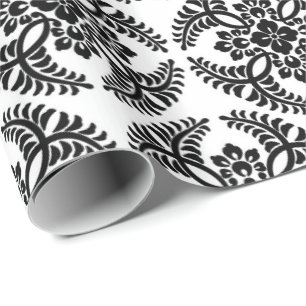 Papier Cadeau Médaillon japonais Motif, noir et blanc