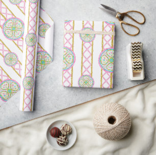Papier Cadeau Médaillon Mahjong Aquarelle Brillante