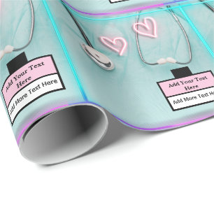 Papier Cadeau Médecin Infirmière Moderne Stéthoscope Et Uniforme