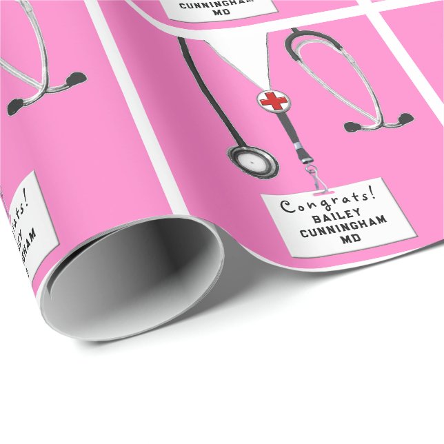 Papier Cadeau Médecin Médicale Bracelet papier (Coin rond)