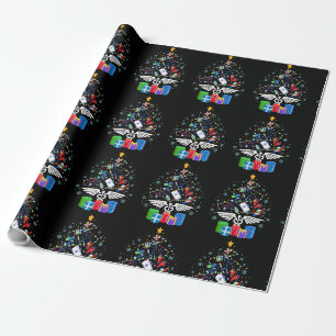 Papier Cadeau Médicale sapin de Noël Infirmière Docteur Funny Ch