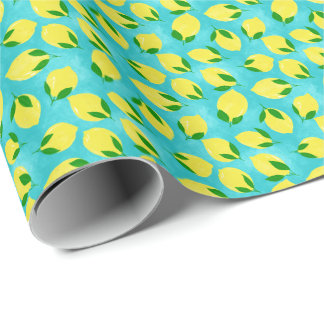 Papier Cadeau Mediterranean Hand-Painted Lemon Pattern