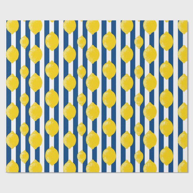Papier Cadeau Mediterranean Summer Stripes and Lemons (Plat)