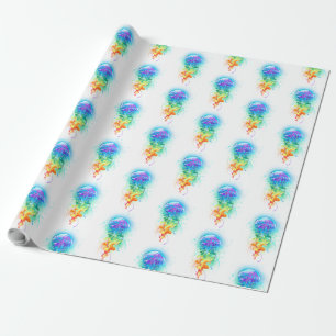 Papier Cadeau Méduse arc-en-ciel