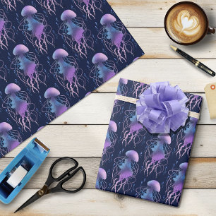 Papier Cadeau Méduse Éthérée Violet Bleu
