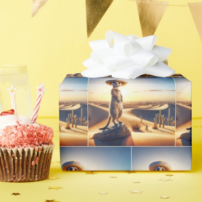 Papier Cadeau Meerkat porte un Sombrero mexicain (Fête d'anniversaire)