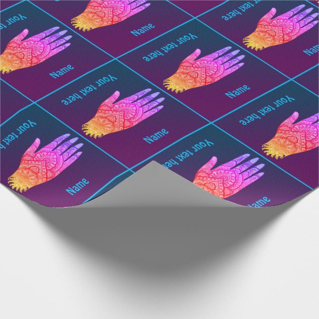 Papier Cadeau Mehndi Tattoo Art Rainbow Design personnalisé (Coin)