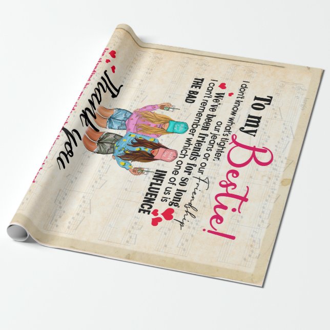 Papier Cadeau Meilleur Cadeau Ami, Drôle Jour Amitié Cadeaux (Déroulé)