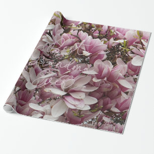 Papier Cadeau Meilleur Grand-Mère jamais rose Fleurs de Magnolia