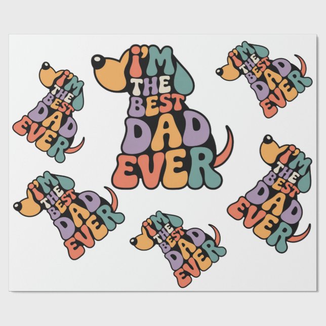 Papier Cadeau Meilleur Papa Chien Graphique  (Plat)