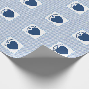 Papier Cadeau Meilleur papa jamais cœur bleu marine motif rayé