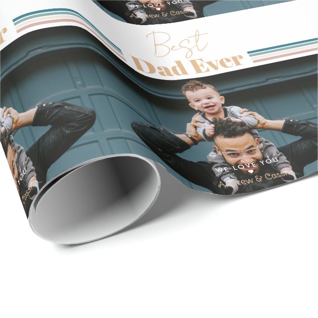 Papier Cadeau Meilleur papa jamais Nous t'aimons (Coin rond)