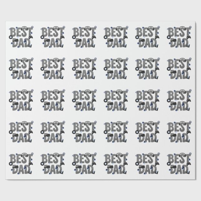 Papier Cadeau Meilleur Papa Papa joueur Graphique  (Plat)