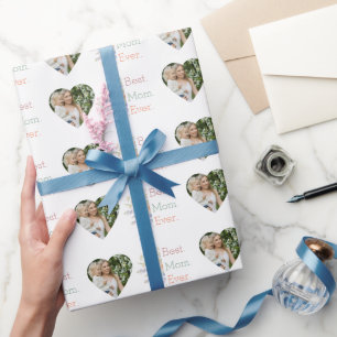 Papier Cadeau Meilleure maman Jamais Floral Heart Photo Collage