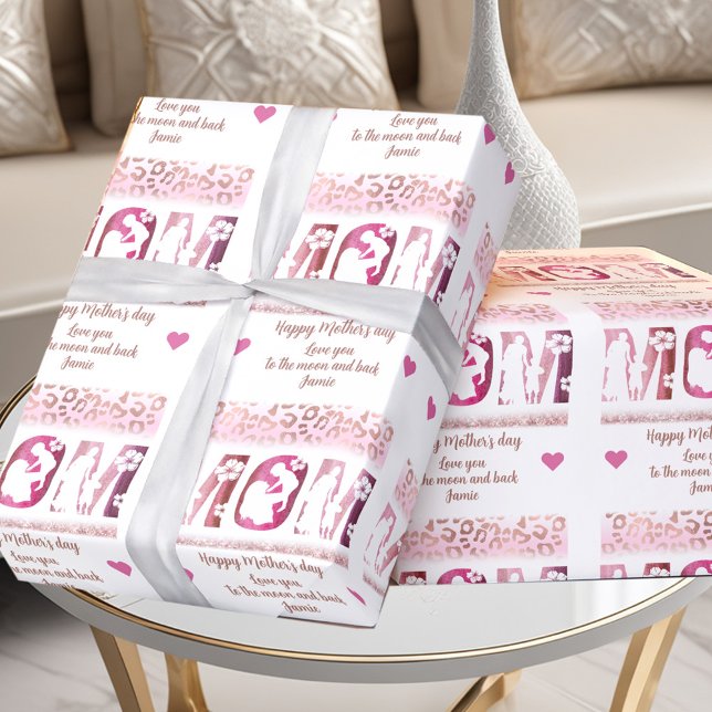 Papier Cadeau Meilleure maman Jamais Mère Nom du jour Texte Pers (Best Mum Ever Mother's Day Name Text Personalized Wrapping Paper)