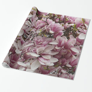 Papier Cadeau Meilleure maman jamais rose Fleurs de Magnolia Flo