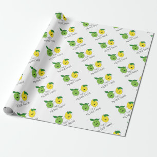 Papier Cadeau Meilleurs amis au citron et au citron BFF