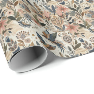 Papier Cadeau Mélange bohème de couleurs et de fleurs