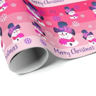 Papier Cadeau Mélange De Trappes Roses Et De Snowflakes